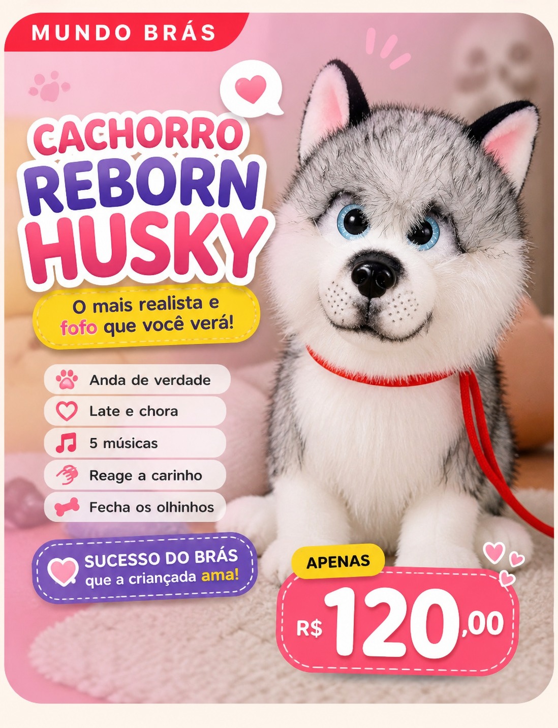 Cachorro reborn Husky