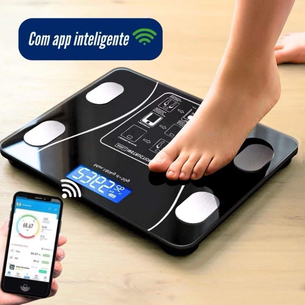 Balança Inteligente com Bioimpedância e App até 180kg