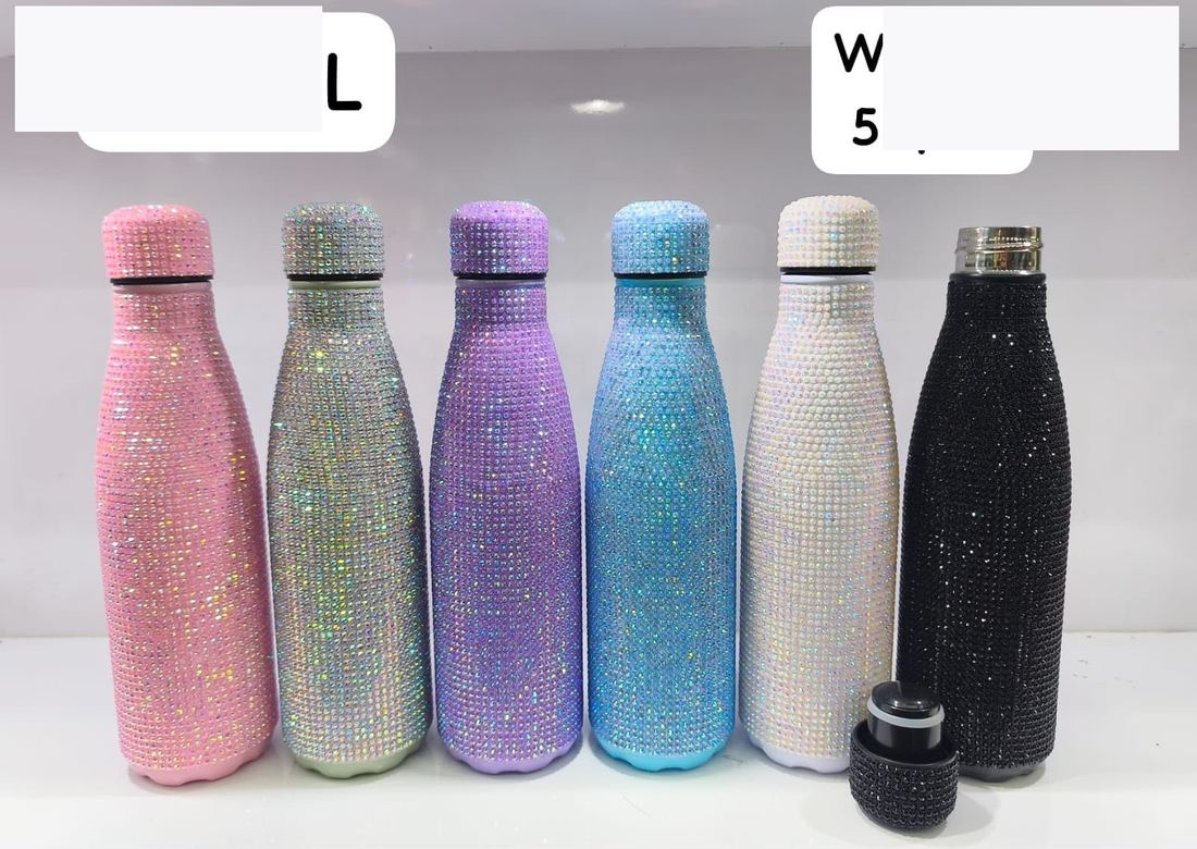 Garrafa Térmica Glitter 500ml com Strass — 6 Cores