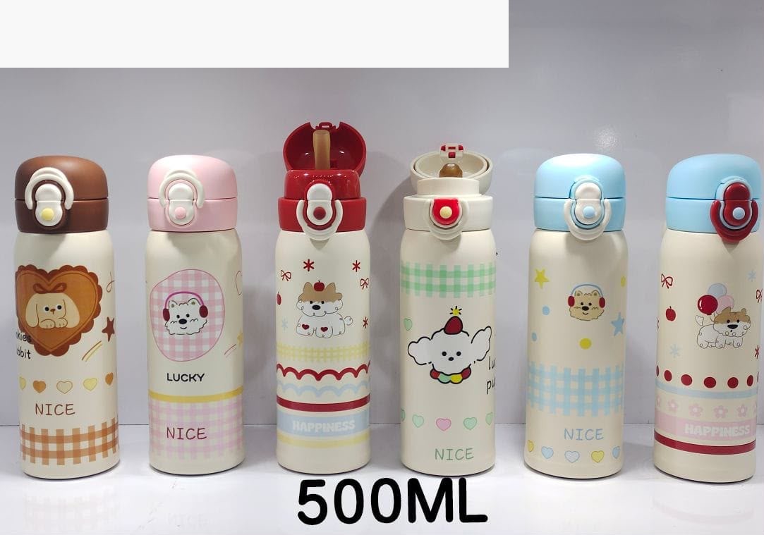Garrafa Térmica Infantil Nice 500ml com Bico e Canudo — 6 Estampas