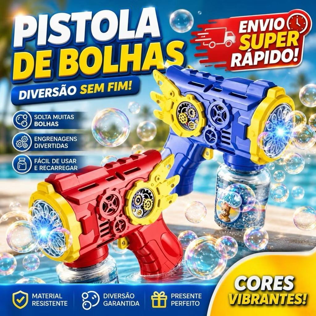 Pistola Lança Bolhas LED Automática