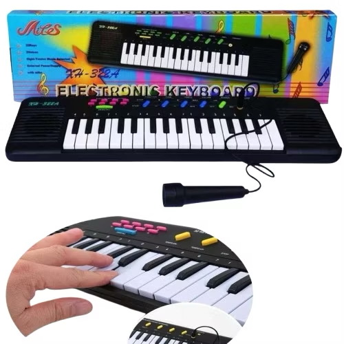 Teclado Piano Musical Infantil com Microfone Karaokê