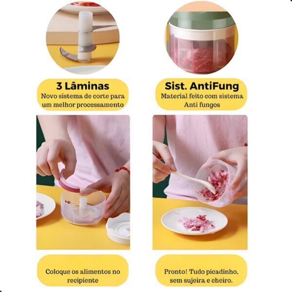 Mini Processador Elétrico Moedor Carne Vegetais Alho Fruta Recarregável USB 250ml - Image 2