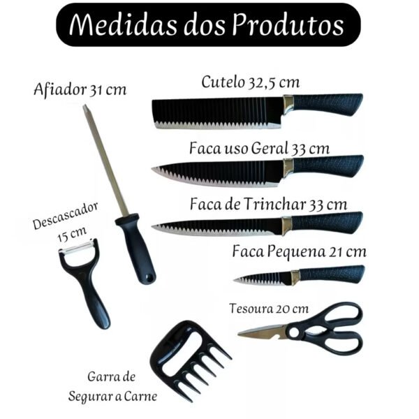 Conjunto de Facas Kit Churrasco Profissional Em Inox 8 Peças Faqueiro - Image 2
