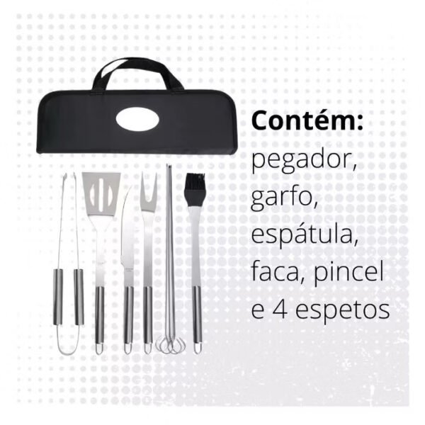 Kit Churrasco Conjunto Chef Gourmet Utensílios Em Aço Inoxidável Inox Com Estojo Churrasqueiro Profissional - Image 10