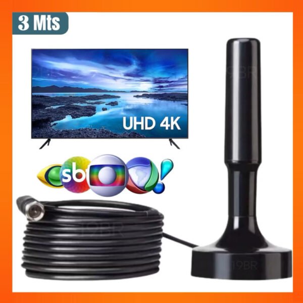 Antena 3/5 Metro Digital Interna Externa Full Hdtv 4K Cabo Grande antena digital para tv e conversor digital tv
